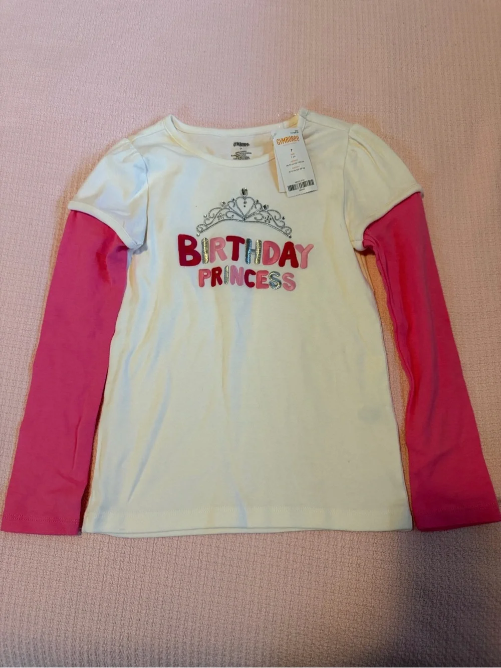 Gymboree White & Pink 'Birthday Princess' Layered-Look Long Sleeve Tee